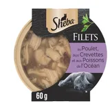 Filets Poulet, crevettes, poissons de mer
